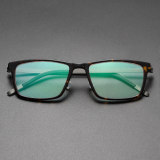 Square Titanium & Acetate Glasses LE8009_Tortoise Front View