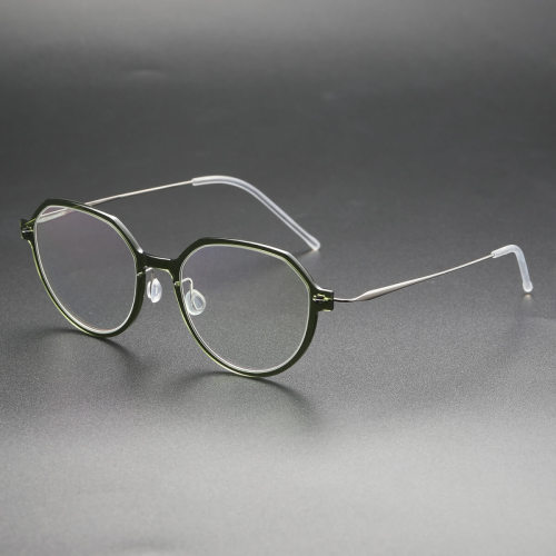 Round Titanium Glasses LE8011_Green