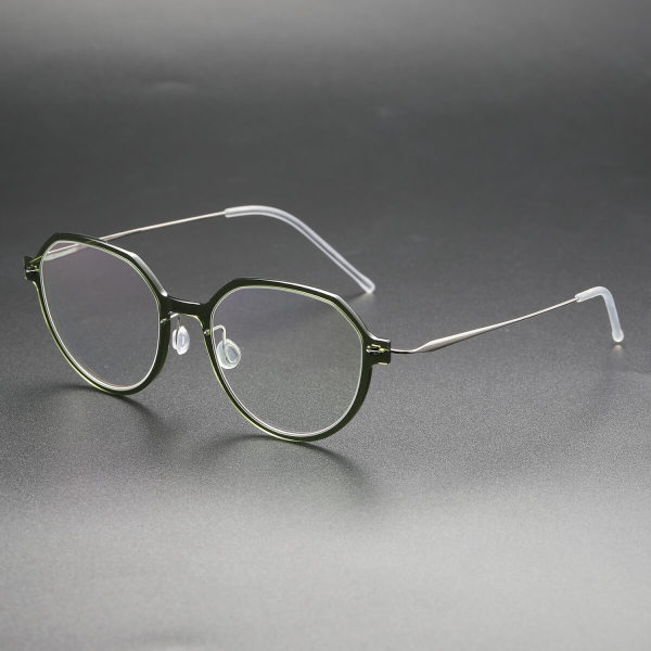 Round Titanium Glasses LE8011_Green