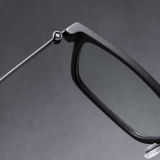 Square Titanium & Acetate Glasses LE8010_Matte Black