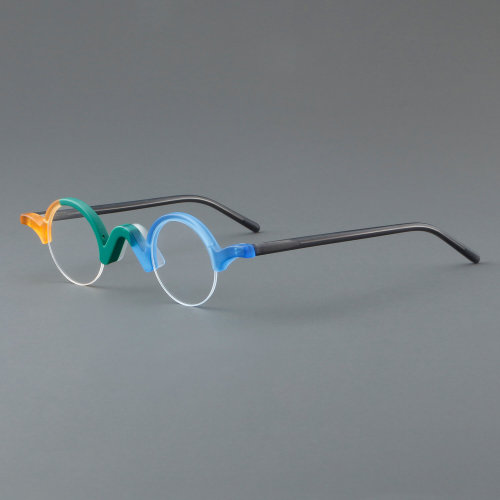 Harf Rim Acetate Glasses LE7060_Green - Blue