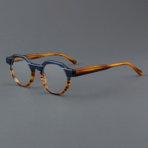 Round Acetate Glasses LE7067_Blue - Tortoise