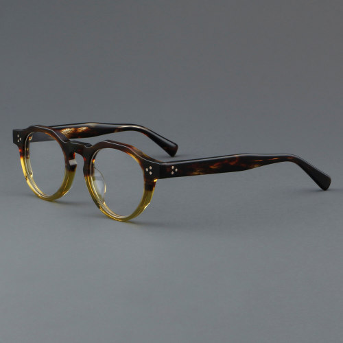 Round Acetate Glasses LE7068_Tortoise - Green