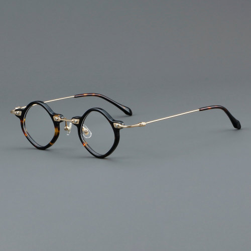 Geometric Acetate & Titanium Glasses LE7064_Tortoise