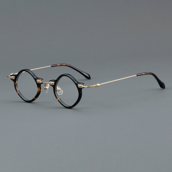 Geometric Acetate & Titanium Glasses LE7064_Tortoise