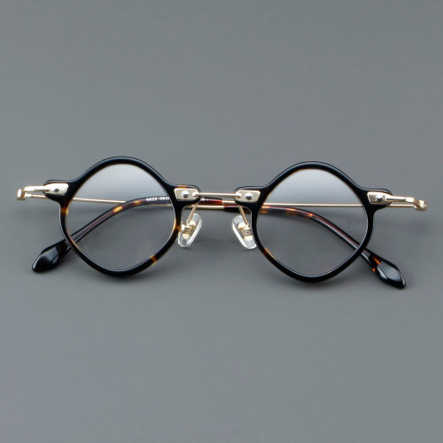 Geometric Acetate & Titanium Glasses LE7064_Tortoise