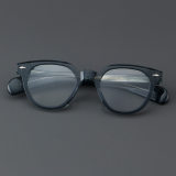 Round Acetate Glasses LE7073_Green Front View