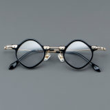 Geometric Acetate & Titanium Glasses LE7064_Black Front View