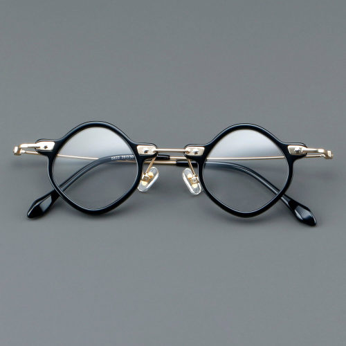 Geometric Acetate & Titanium Glasses LE7064_Black