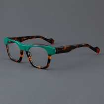 Square Acetate Glasses LE7072_Green - Tortoise