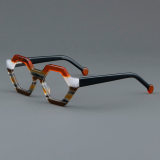 Geometric Acetate Glasses LE7074_Orange - Tortoise