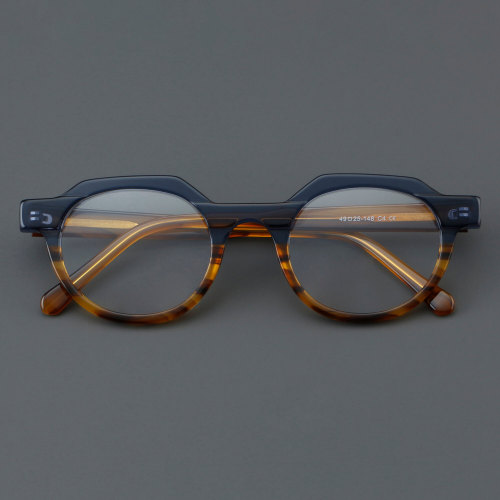 Round Acetate Glasses LE7067_Blue - Tortoise