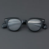 Round Acetate Glasses LE7073_Black Front View