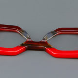 Geometric Acetate Glasses LE7074_Red - Tortoise