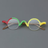 Harf Rim Acetate Glasses LE7060_Green - Yellow Front View