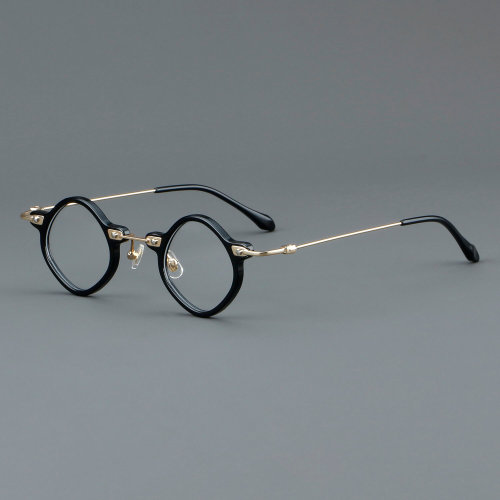 Geometric Acetate & Titanium Glasses LE7064_Black