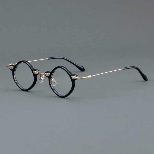 Geometric Acetate & Titanium Glasses LE7064_Black