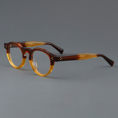 Round Acetate Glasses LE7068_Brown - Yellow