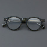 Round Acetate Glasses LE7068_Green Front View