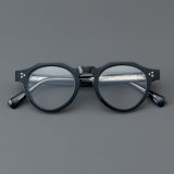 Round Acetate Glasses LE7068_Black Front View