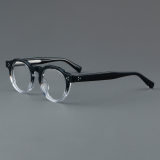 Round Acetate Glasses LE7068_Black - Clear