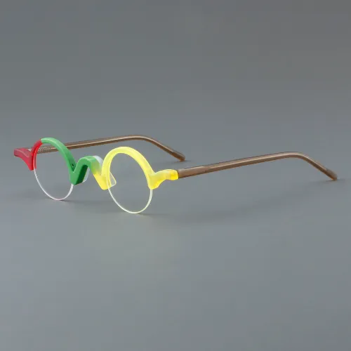 Harf Rim Acetate Glasses LE7060_Green - Yellow