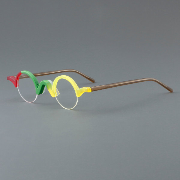 Harf Rim Acetate Glasses LE7060_Green - Yellow