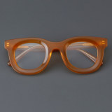 Round Acetate Glasses LE7069_Orange Front View