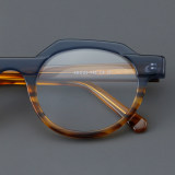 Round Acetate Glasses LE7067_Blue - Tortoise