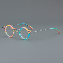 Geometric Acetate & Titanium Glasses LE7064_Rainbow
