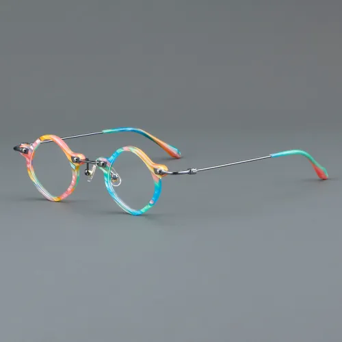 Geometric Acetate & Titanium Glasses LE7064_Rainbow