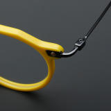 Round Acetate & Titanium Glasses LE7044_Yellow