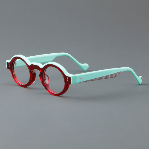 Round Acetate Glasses LE7040_Green - Red