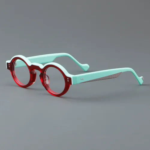 Round Acetate Glasses LE7040_Green - Red