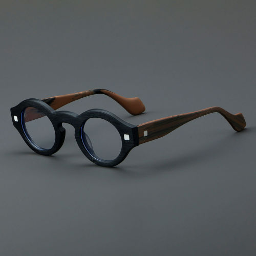 Round Acetate Glasses LE7058_Grey - Brown
