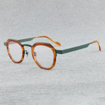 Round Acetate Glasses LE7056_Tortoise - Green