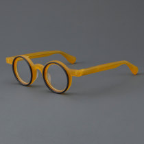 Round Acetate Glasses LE7027_Orange - Black