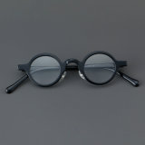 Round Acetate Glasses LE7050_Black Front View