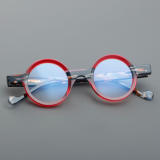 Round Acetate Glasses LE7045_Red Front View