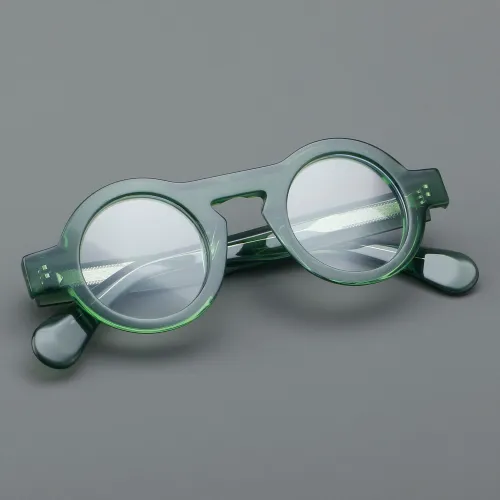 Round Acetate Glasses LE7018_Green
