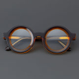 Round Acetate Glasses LE7032_Brown Front View