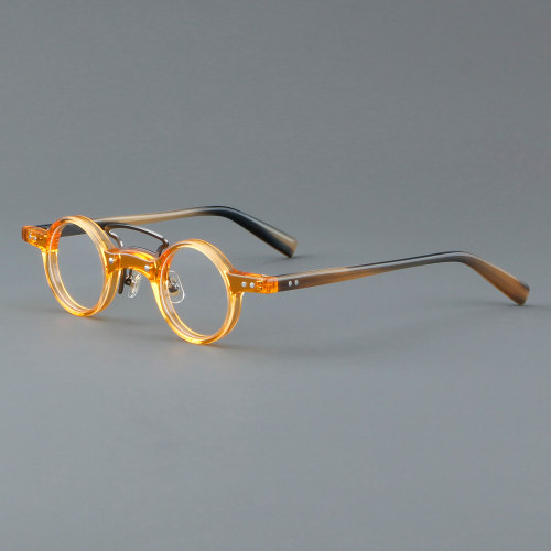 Round Acetate Glasses LE7015_Yellow