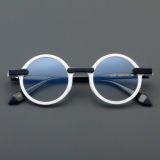 Round Acetate Glasses LE7036_White Front View