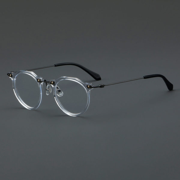 Round Acetate & Titanium Glasses LE7044_Clear