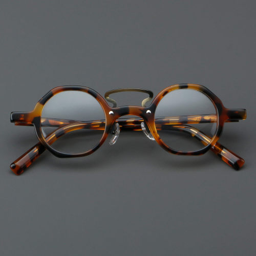 Round Acetate Glasses LE7035_Yellow Tortoise