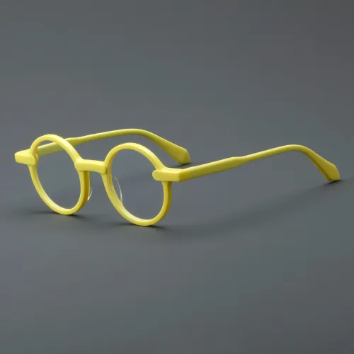 Round Acetate Glasses LE7036_Yellow