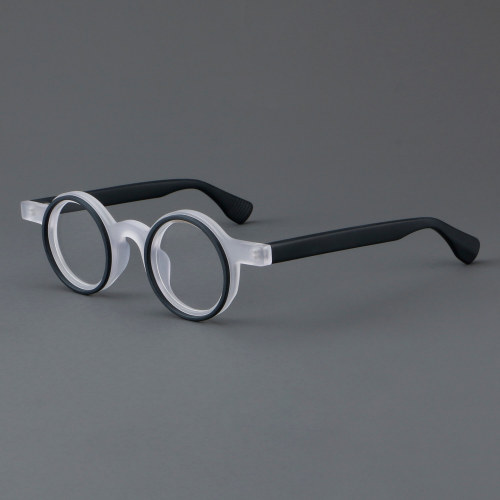 Round Acetate Glasses LE7027_Clear - Black