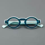 Round Acetate Glasses LE7040_Green Front View