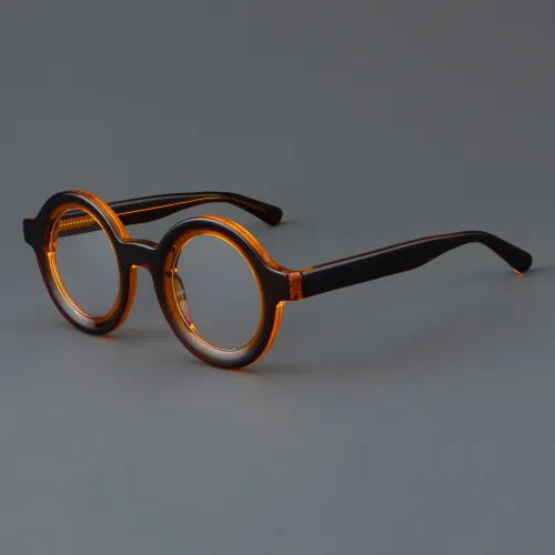 Round Acetate Glasses LE7032_Brown