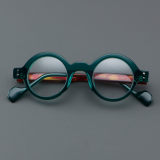 Round Acetate Glasses LE7021_Green Front View
